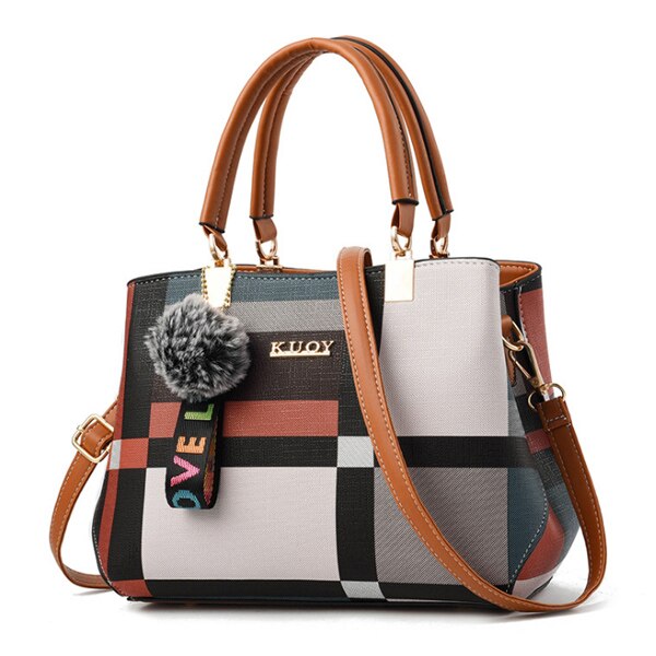 Valenkuci New Casual Plaid Shoulder Bag Fashion Stitching Wild Messenger Brand Female Totes Crossbody Bags