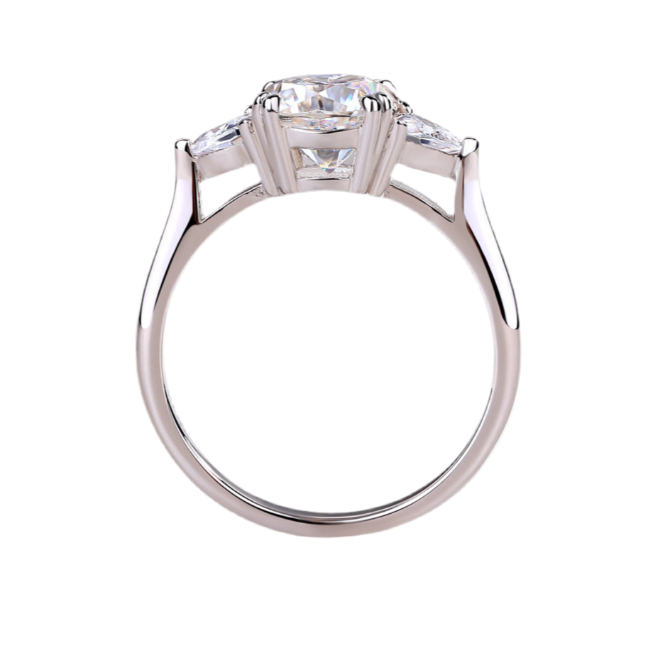 Luxury Fashion Large Diamond Wedding Ring With Moissanite Silver Ring