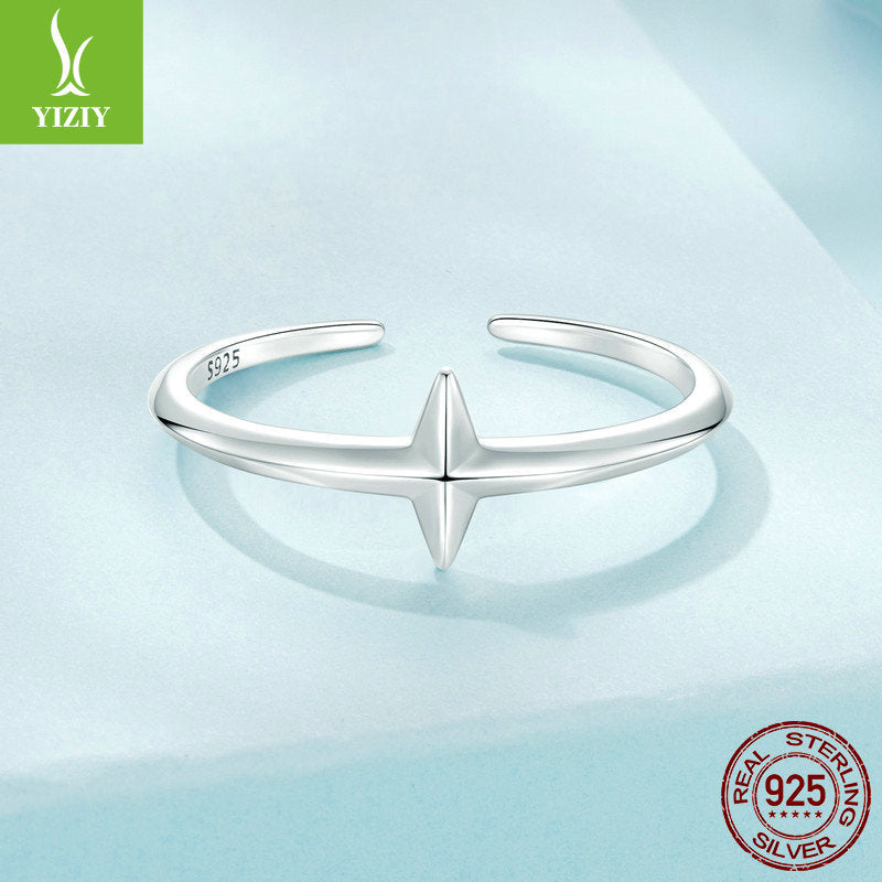 Opening ring, fashionable and versatile, three-dimensional s925 pure silver ring