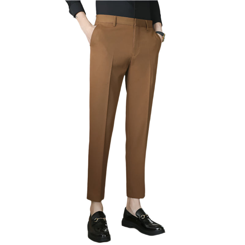 Men's Fashionable Casual Business Formal Pants Draping Solid Color Casual Suit Chemical Fiber blending Men's Pants