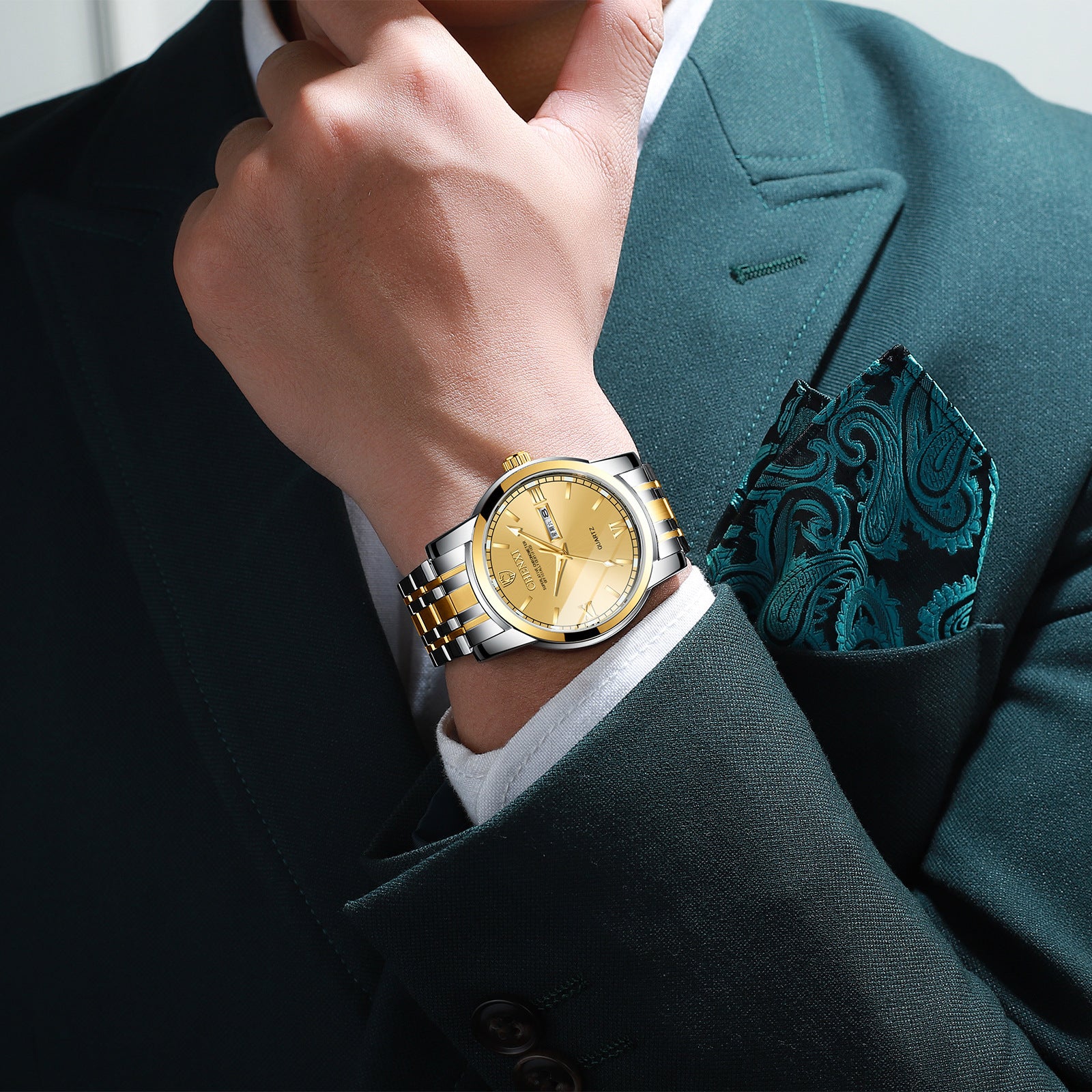 Men's Quartz Watch Top Brand Luxury Business Waterproof Date Clock Full Steel Men Quartz Wrist Watch