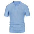 Men's Fashionable Candy Colored Knitted Short Sleeve Button Down Colla High Quality Men's Casual Slim Fit Polo Shirt - Acquisti Online