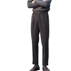 Fashion Woolen Draping Cropped Straight Casual Suit Pants For Men