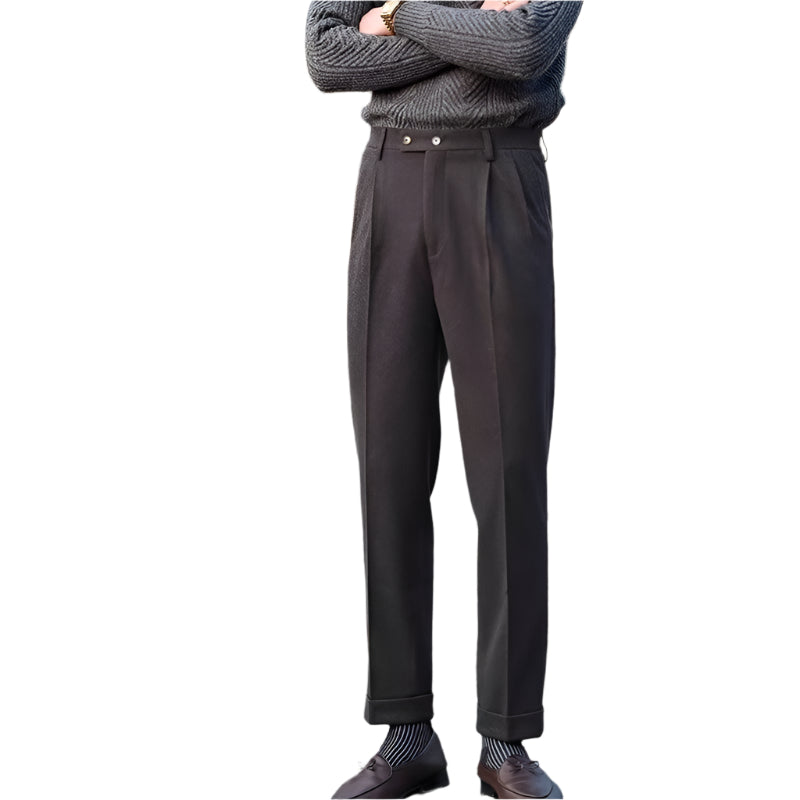 Fashion Woolen Draping Cropped Straight Casual Suit Pants For Men