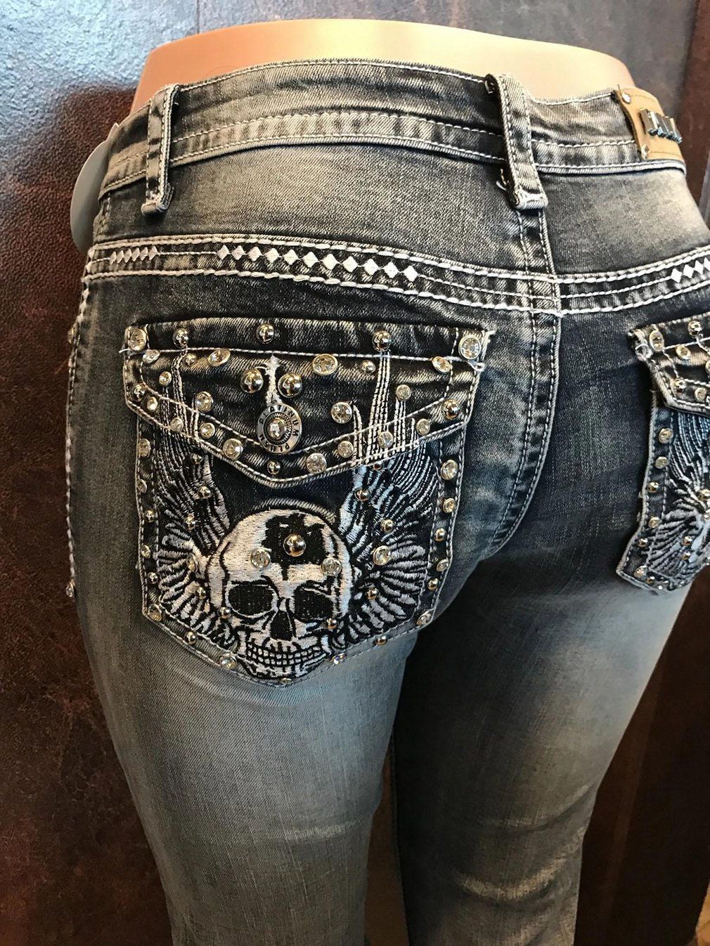 European And American Hot Pants Rhinestone Elastic Slim Fit Slimming Skinny Denim Trousers - Acquisti Online