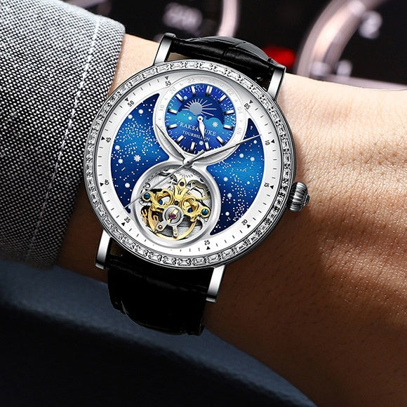 RAKSA DUKE New Tourbillon Leather Watch Automatic Watch for Men Luxury Diamond Moon Phase Mechanical Watches Men Waterproof Montre Homme New - Acquisti Online