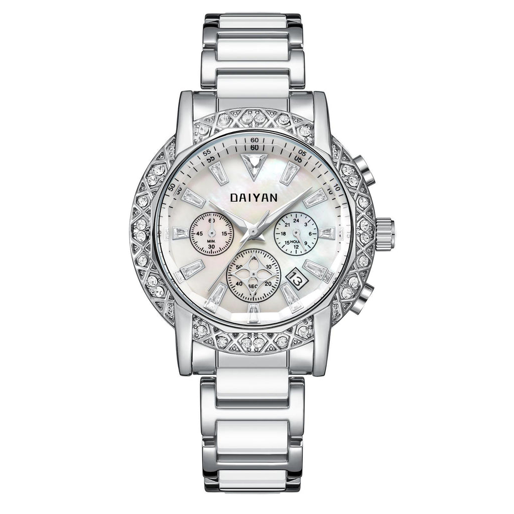 Women's Luxury Rhinstone Crafted Stainless Steel Waterproof Quartz Watch Original Leather Women's Quartz Watch