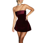 Ins Slim Tube-top Jurk Mode Rits A-lijn Korte Jurken Feestavondkleding Voor Vrouwen
