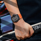 MEGIR Fashion Sports Watch Black Silicone Strap for Men Military Waterproof Analog Quartz Wrist Watch with Tonneau Dial Luminous Sports Watch