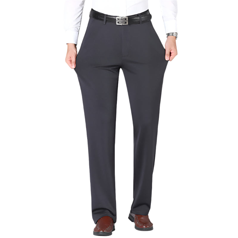 Heren modieuze zakelijke casual formele broek effen kleur hoge elasticiteit losse rechte heren casual formele broek