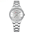 CURREN Top Brand Fashion Women's Quartz Watches Stainless Steel Band Rhinestone Women Quartz Wristwatch