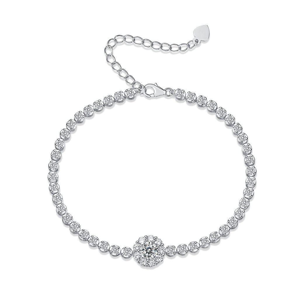 Luxury Fashion Mosan Diamond Silver Jewelry Comparable To Natural Diamond Bracelet