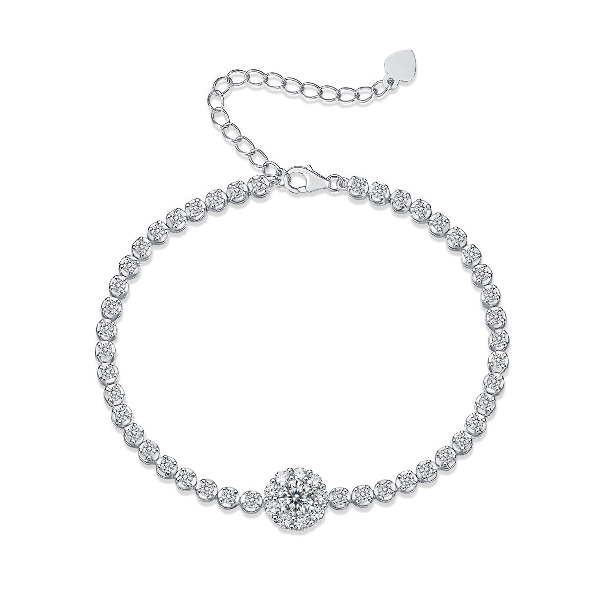 Luxury Fashion Mosan Diamond Silver Jewelry Comparable To Natural Diamond Bracelet