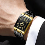 Men's Square Waterproof Band Calendar Quartz Watch