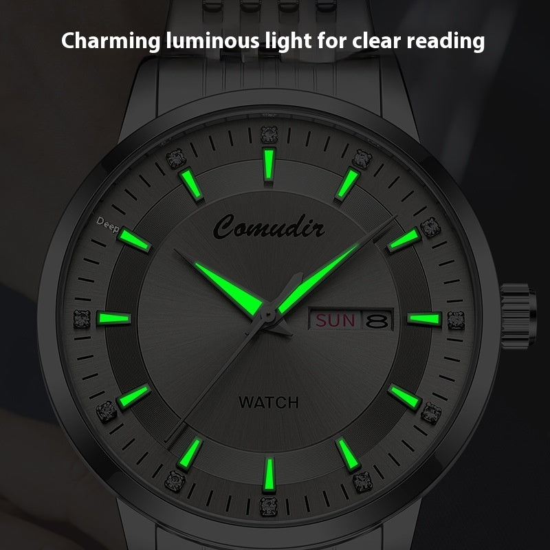 Orologio meccanico automatico da uomo impermeabile, design cavo, orologio alla moda, orologio con doppio calendario e luce notturna