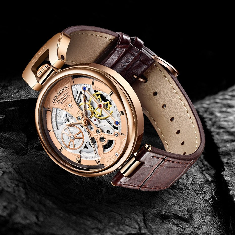 LIGE  Luxury Leather Band Waterproof Watch - Acquisti Online