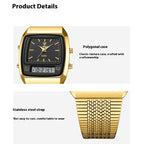 LIEBIG L1030 Man Sports Golden Color Steel Strap Dual Display Watch - Acquisti Online