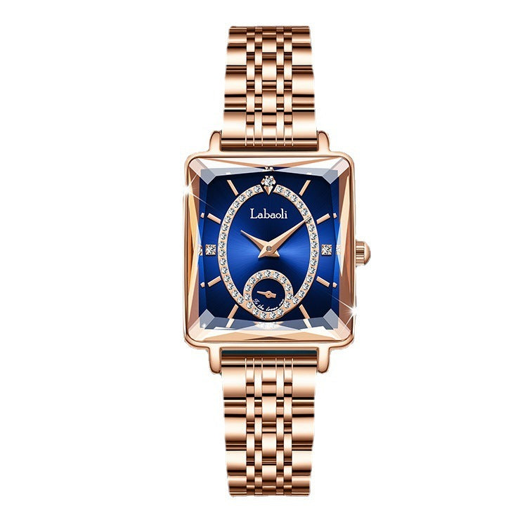 LABAOLI Dames Armband Quartz Horloges Roestvrij Staal Luxe Strass Handgemaakt Datum Dames Quartz Horloges