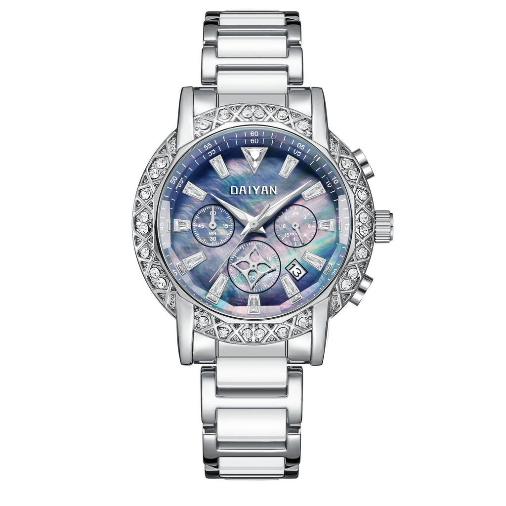 Women's Luxury Rhinstone Crafted Stainless Steel Waterproof Quartz Watch Original Leather Women's Quartz Watch