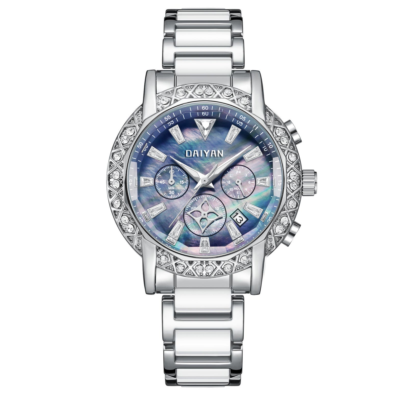 Women's Luxury Rhinstone Crafted Stainless Steel Waterproof Quartz Watch Original Leather Women's Quartz Watch - Acquisti Online