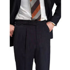 Autumn Wool Blended Single Pleated Striped Suit Men's Pants