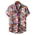 Men's Fashionable Casual Shirt Printed Loose Hawaiian Shirt Stand Collar Cotton Linen Ethnic Printed Men's Shirts