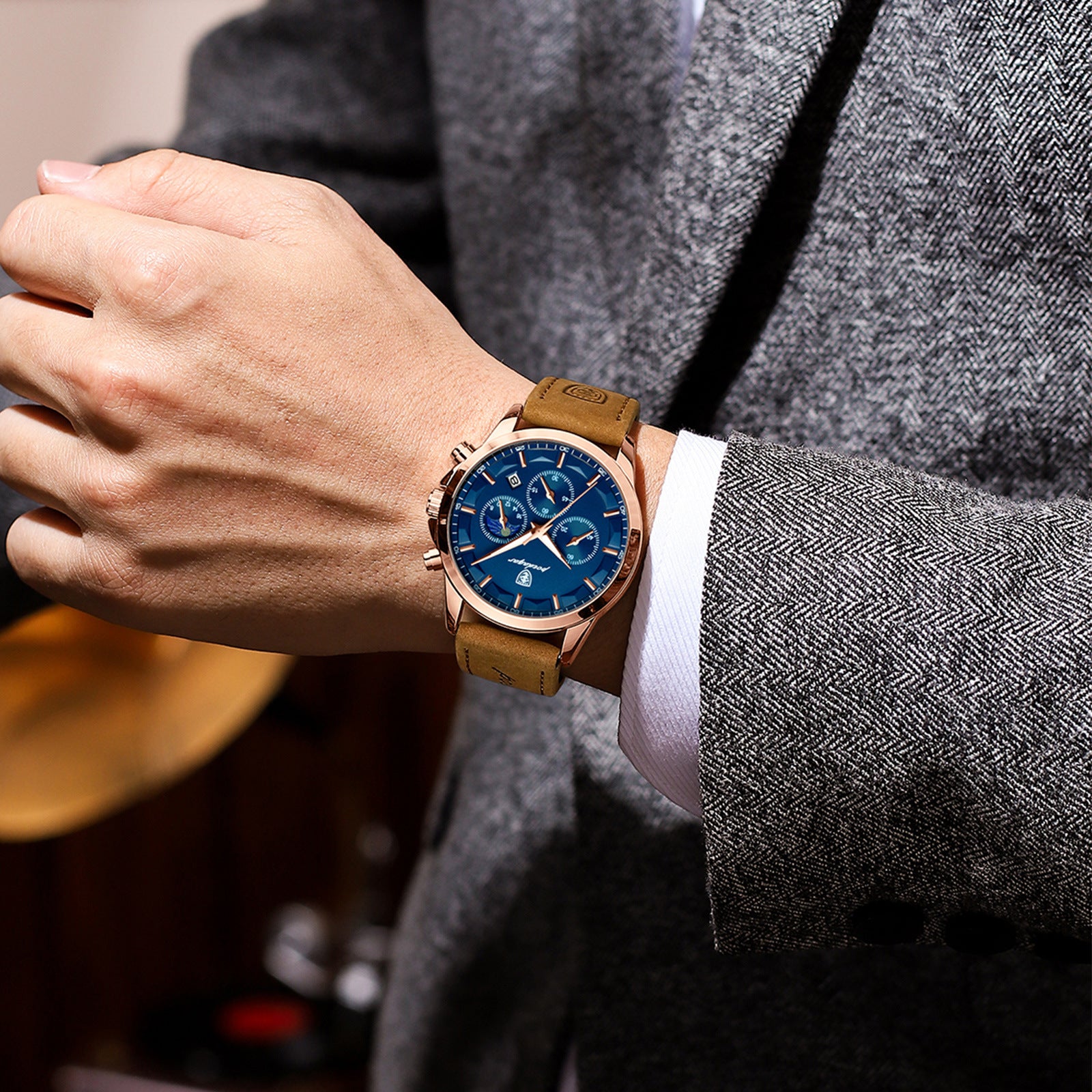 Poedagar Men's Business Casual Watch Waterproof Automatic Quartz Movement Man Fashion Watch - Acquisti Online