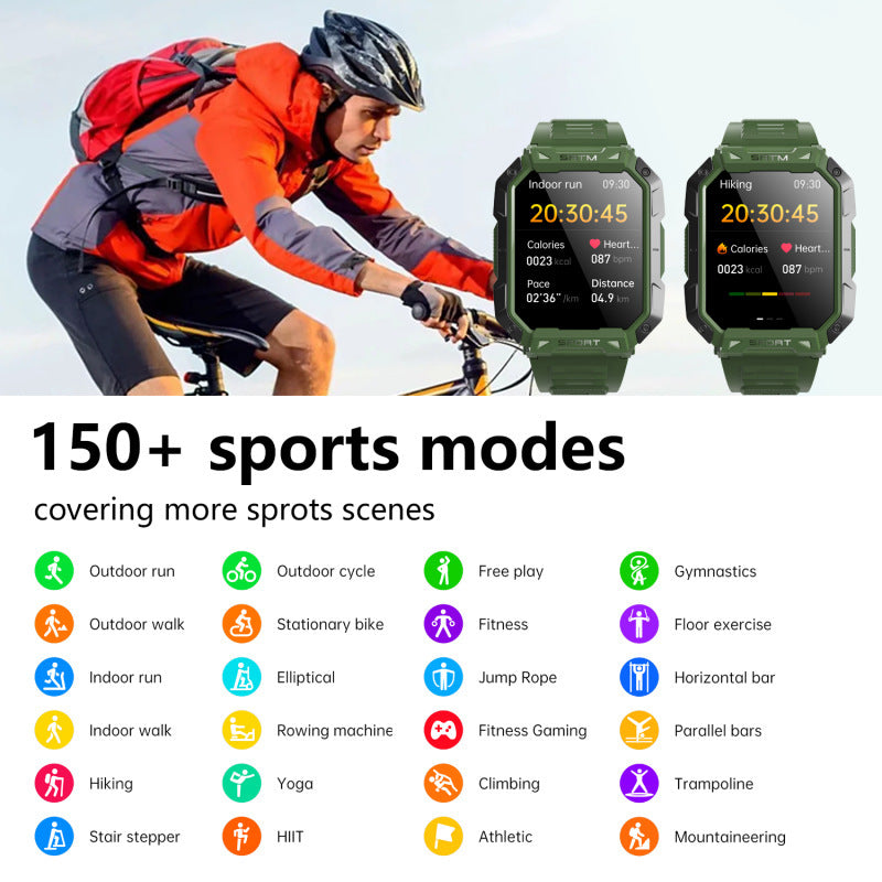 F307 Outdoor Drie-Proof F307 Smart Watch 2.1 Groot Scherm Bluetooth Bellen Hartslag Bloeddruk Bloedsuikermeter Sporthorloge