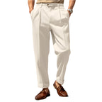 Men's Casual Pant Comfortable Mid-waist Button Straight Suit Pants