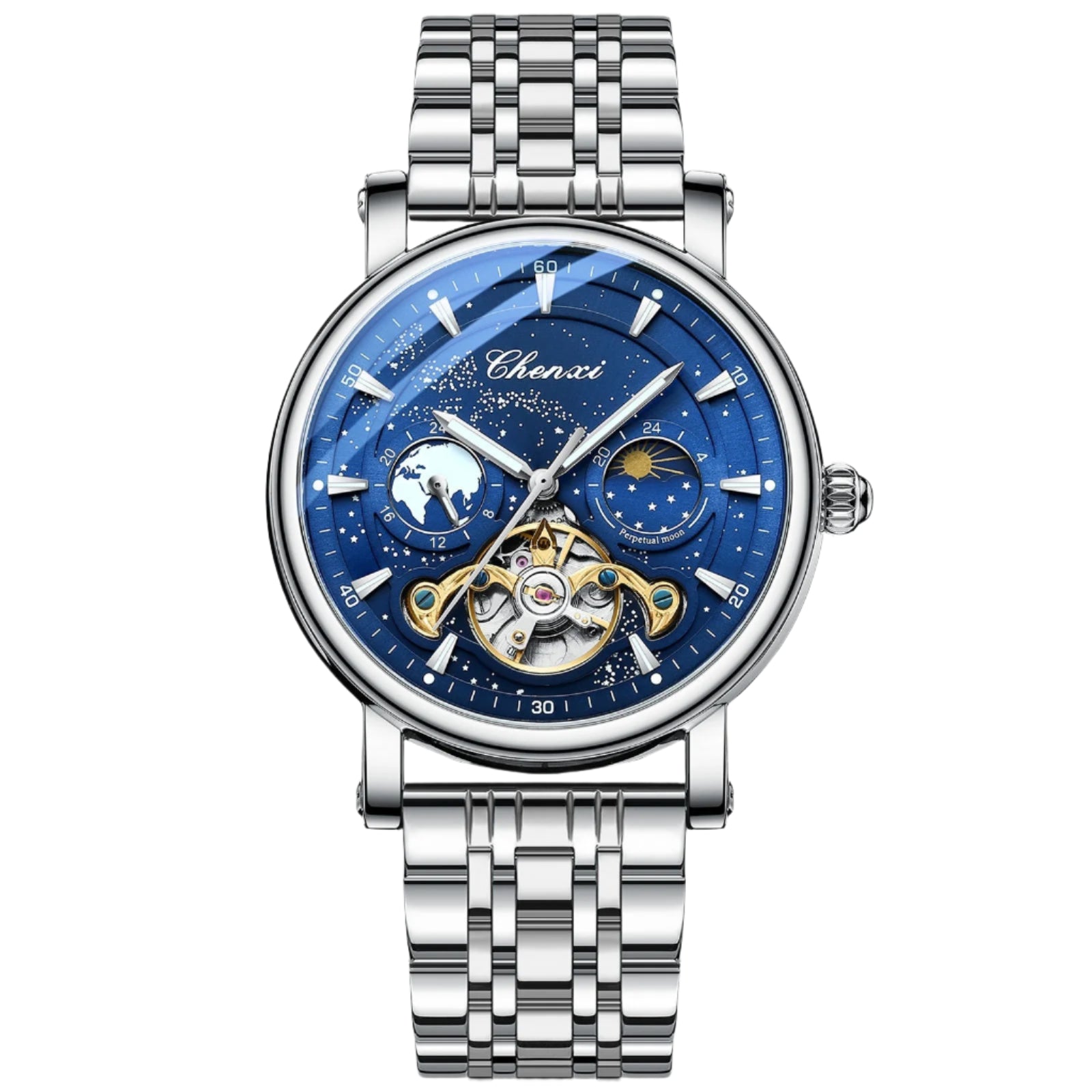 Orologio meccanico automatico da uomo CHENXI Tourbillon di lusso al quarzo impermeabile luminoso da polso