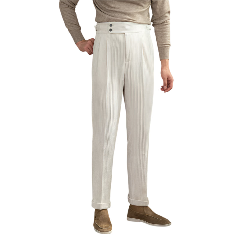 Men's Fashionable Pit Strip High-waisted Straight-leg With Casual Formal Pants Leisure Style Fashion Men's Formal Pants
