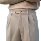 Fashion Woolen Draping Cropped Straight Casual Suit Pants For Men