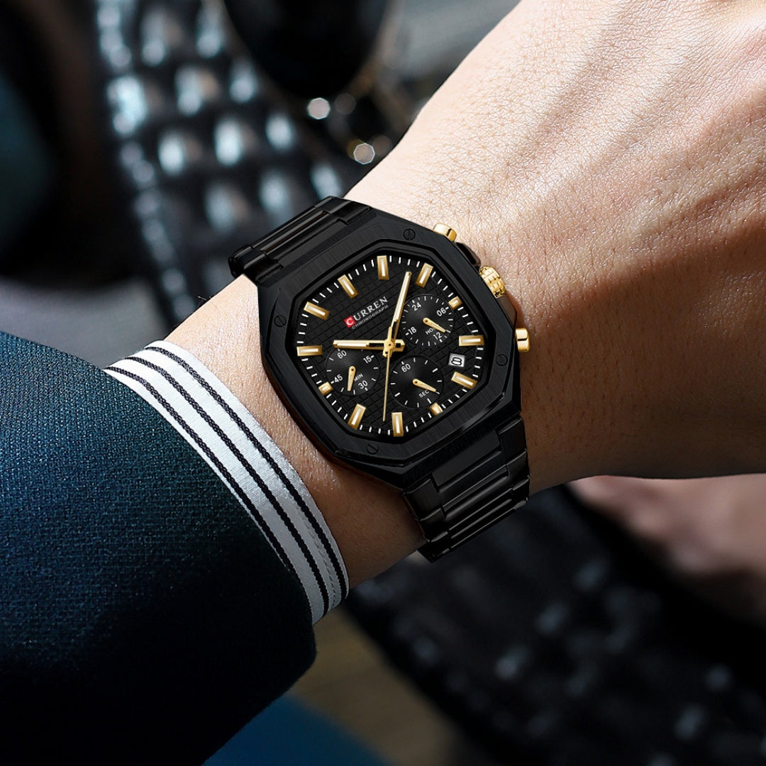 CUREEN Fashion Date Quartz Men Watches Top Brand Luxury Male Clock Chronograph Sport Mens Wrist Watch