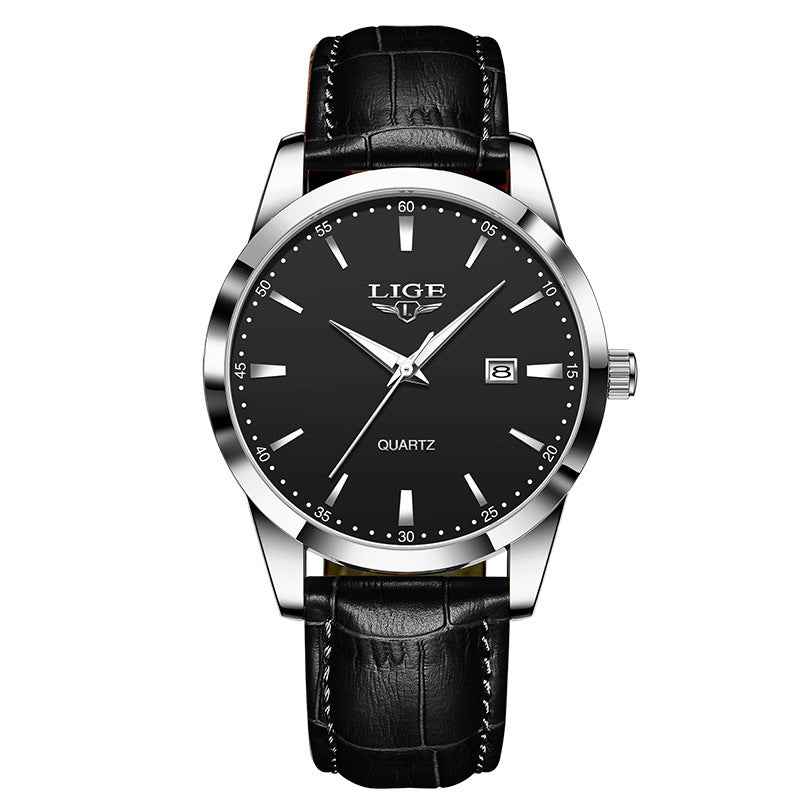 LIGE Men's Chronograph Watch Fashion Men's Wristwatches Charm Leather Strap Luxury Quartz Watches