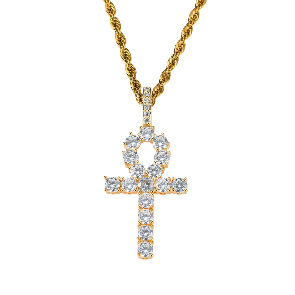 Fashionable Hip Hop Ankh Cross Pendant Necklace