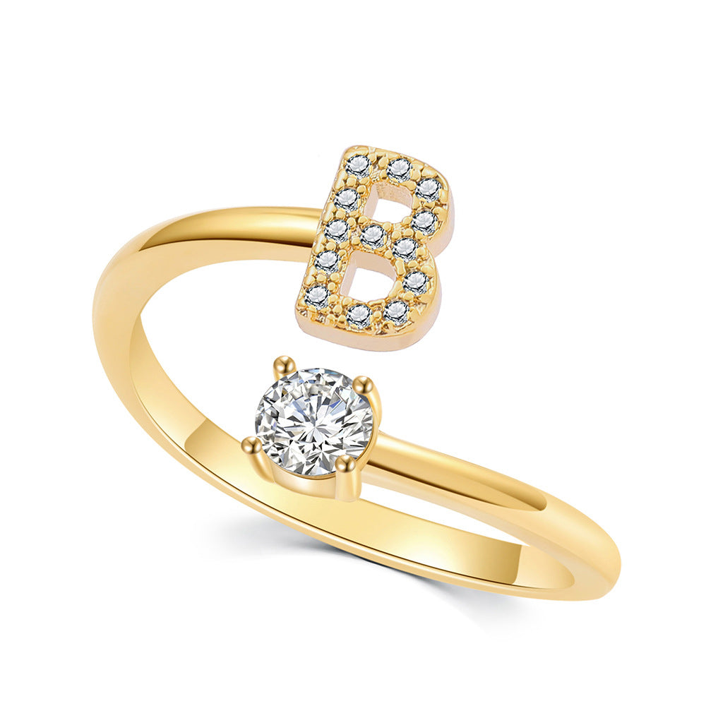 Fashionable Women's Adjustable Letter Ring