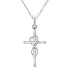 Collana con croce a forma di cuore in zircone benedetto da donna 