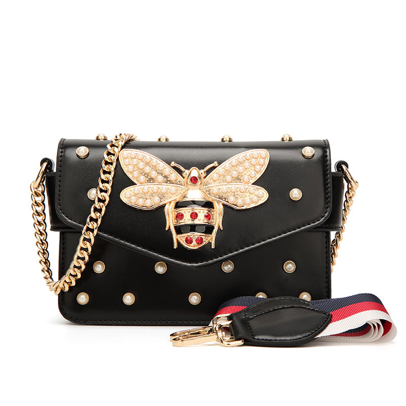 Women's Pearl Shoulder Crossbody Small Handbag Large Capacity PU Leather Shoulder Bag Women Square Clutch Handbag - Acquisti Online