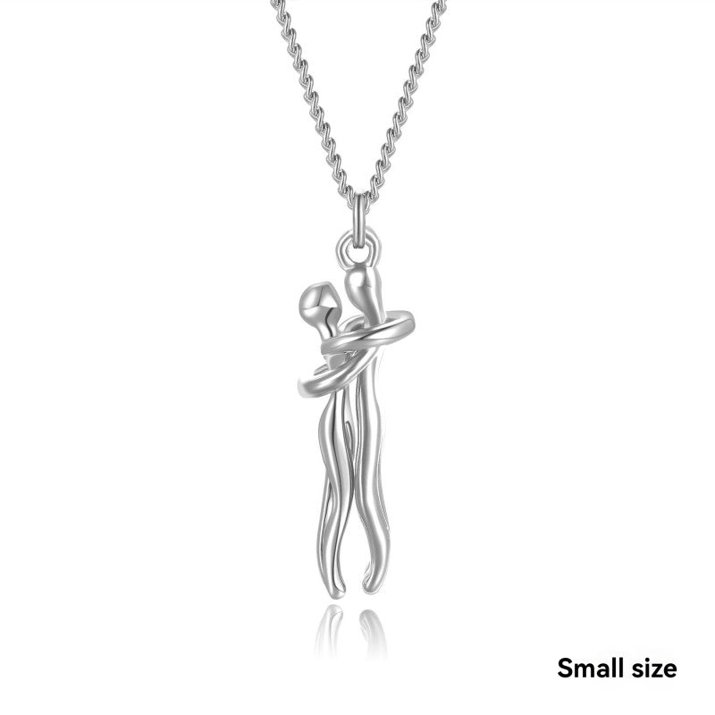 Women Fashion Pendant Necklace S925 Stainless Steel Hugging Couple Pendant Necklace Fashionable Women Necklace