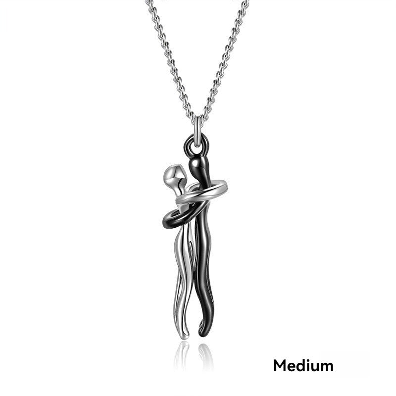 Women Fashion Pendant Necklace S925 Stainless Steel Hugging Couple Pendant Necklace Fashionable Women Necklace