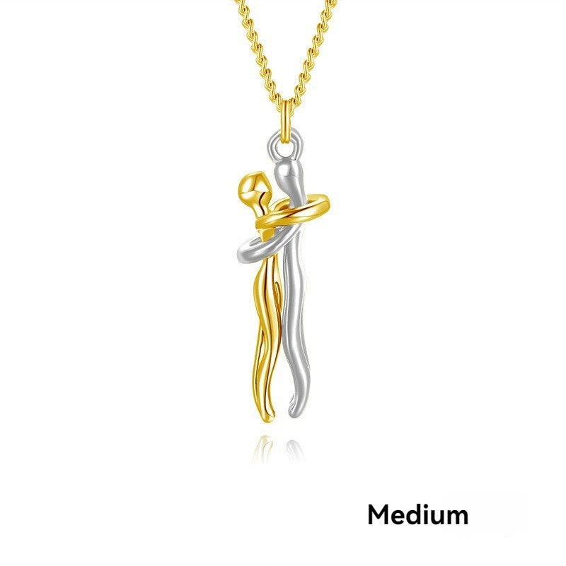 Women Fashion Pendant Necklace S925 Stainless Steel Hugging Couple Pendant Necklace Fashionable Women Necklace