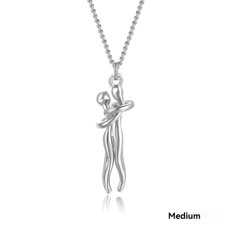 Women Fashion Pendant Necklace S925 Stainless Steel Hugging Couple Pendant Necklace Fashionable Women Necklace