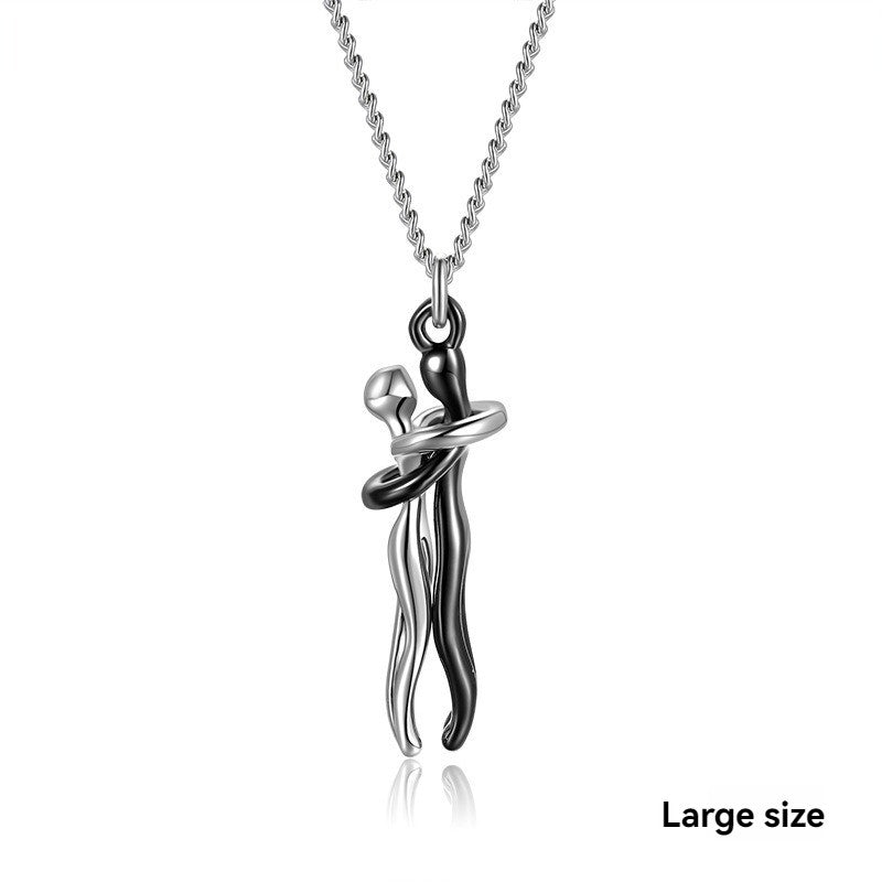 Women Fashion Pendant Necklace S925 Stainless Steel Hugging Couple Pendant Necklace Fashionable Women Necklace