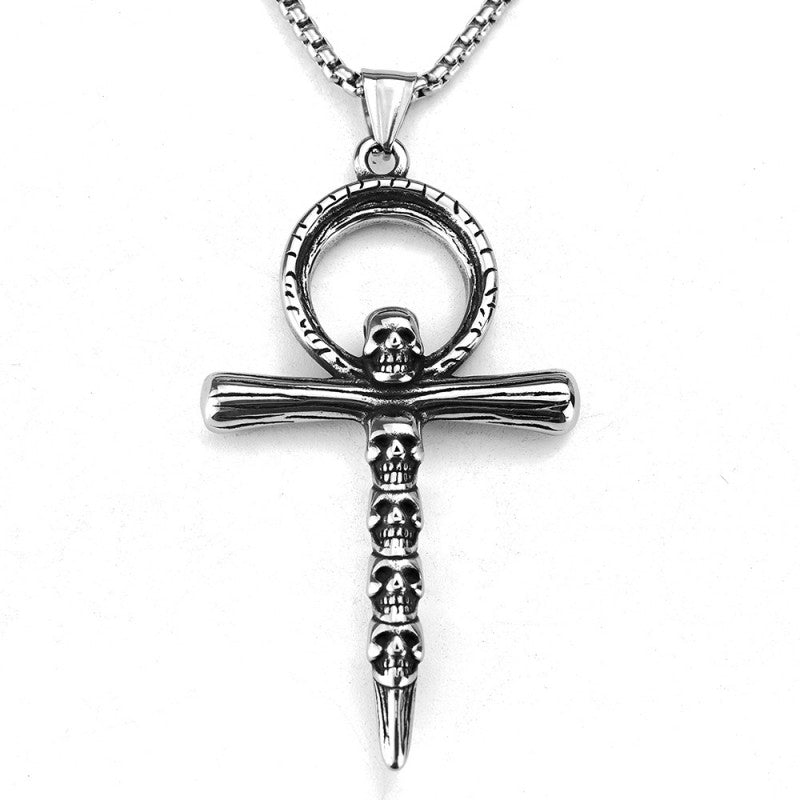 Roestvrijstalen schedelkruishangerkettingen