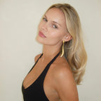 Modieuze oorbellen voor dames, 18-karaats verguld, hypoallergeen roestvrij staal, lange, eenvoudige druppelvormige oorbellen.