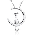 Women Fashionable Necklace Silver Color Simple Cute Pet Cat Moon Jewelry Set for Women Gift Animal Necklace - Acquisti Online