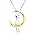 Women Fashionable Necklace Silver Color Simple Cute Pet Cat Moon Jewelry Set for Women Gift Animal Necklace - Acquisti Online