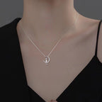 Women Fashionable Necklace Silver Color Simple Cute Pet Cat Moon Jewelry Set for Women Gift Animal Necklace