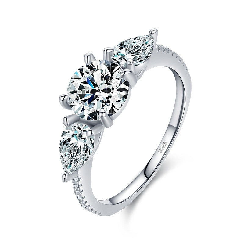 Luxe damesringen van 925 sterling zilver, hoogwaardige ring met sprankelende kubische zirkonia, hoogwaardige verlovingsring voor dames
