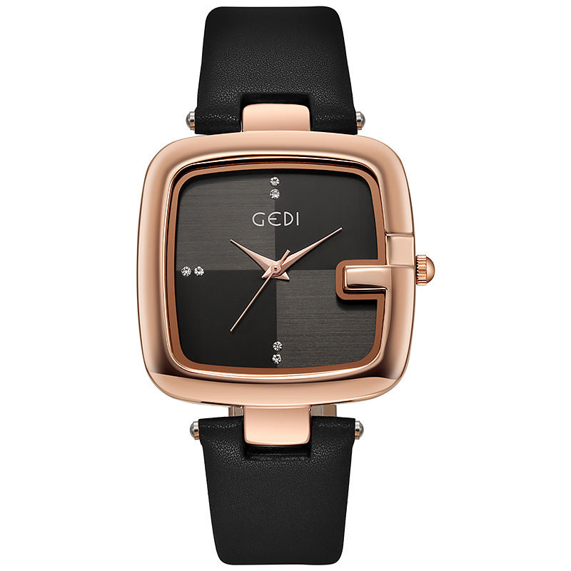 GEDI High-End Women's Quartz Watch Ankela Retro and Simple Design with Leather Band Fashion Trend Quartz Watch